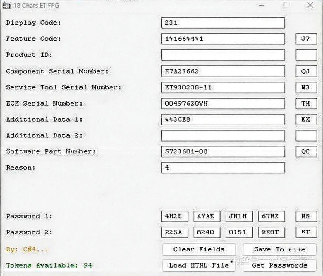 18 Digit Factory Password CAT ET Calculate Once