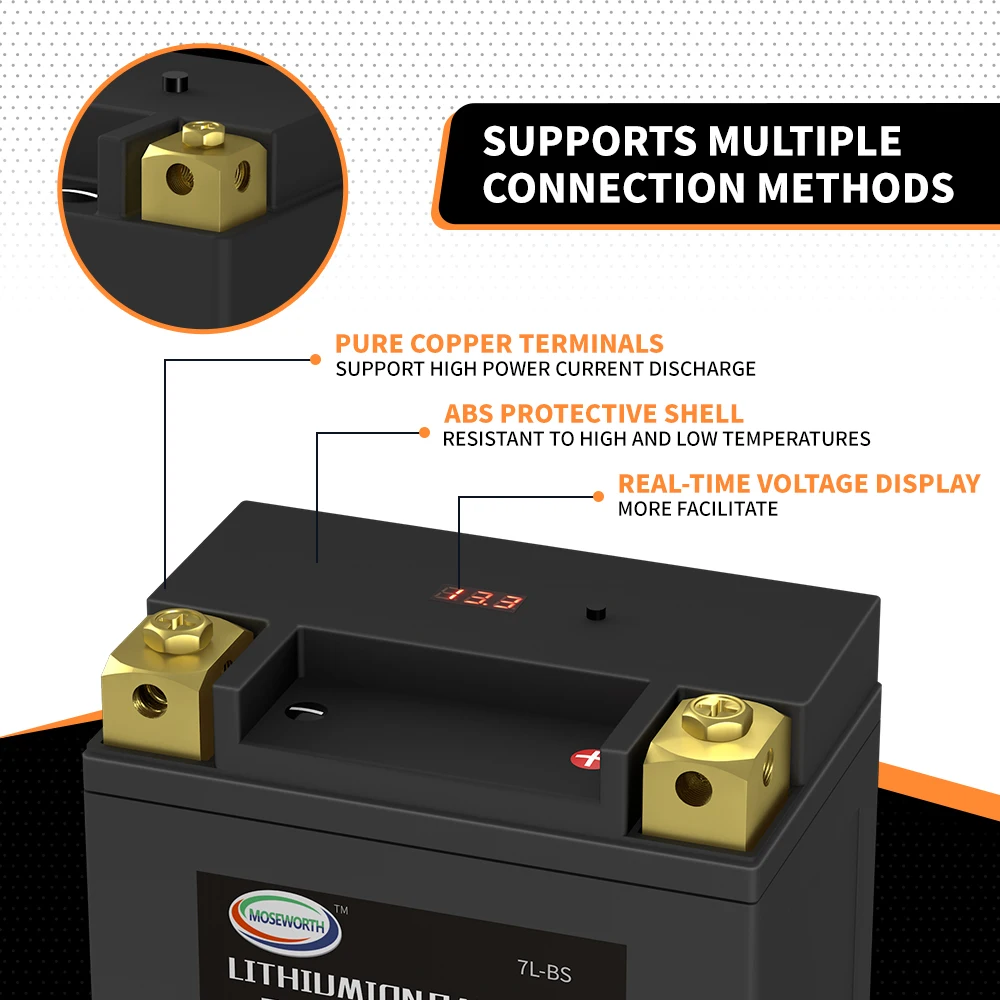 7L-BS 12V Motorcycle Battery Bulit-in BMS Voltage Protection LiFePO4 Batteries CCA260 Lithium Phosphate Ion Battey for Motobike