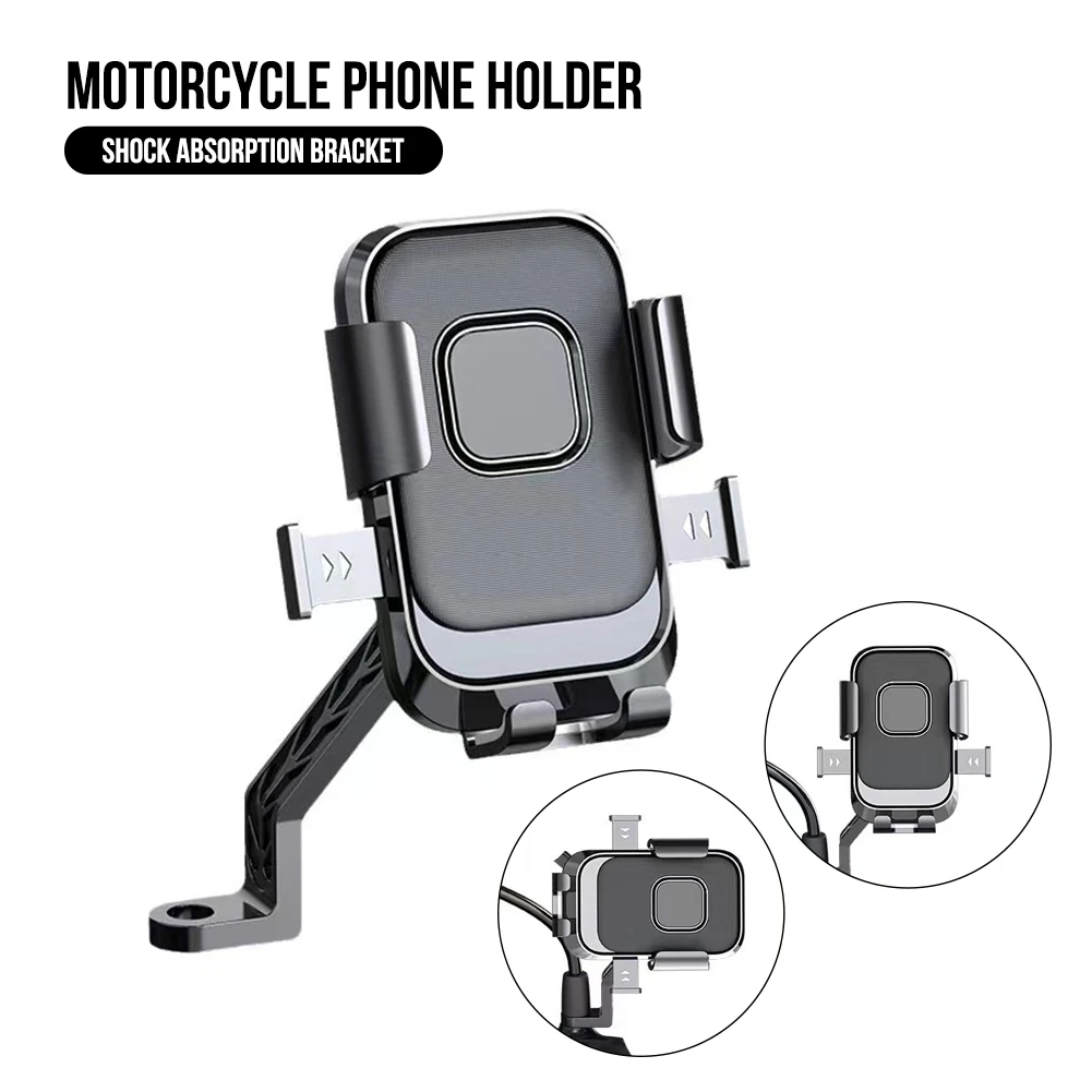 

Universal Motorcycle Phone Holder Aluminum Alloy Shockproof Bike Phone Bracket 360° Rotation Handlebar Mount for iPhone Xiaomi