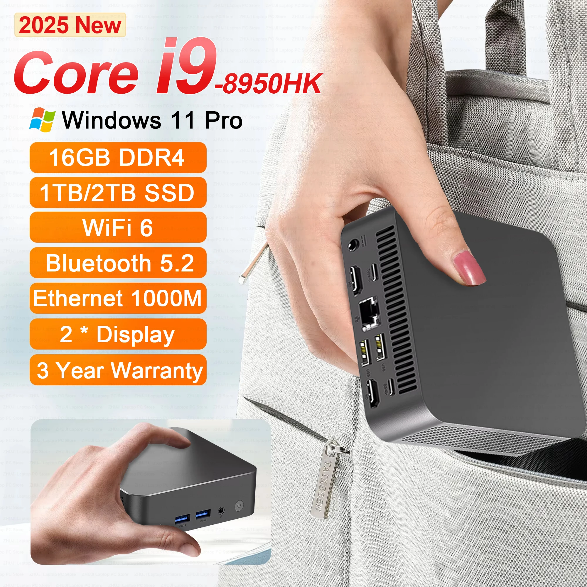 

Mini PC Core i9 8950HK Ultra Compact Pocket PC Dual SSD Full Feature Type-C 4K 90Hz RAM 16GB SSD 1TB/2TB Output Windows 11