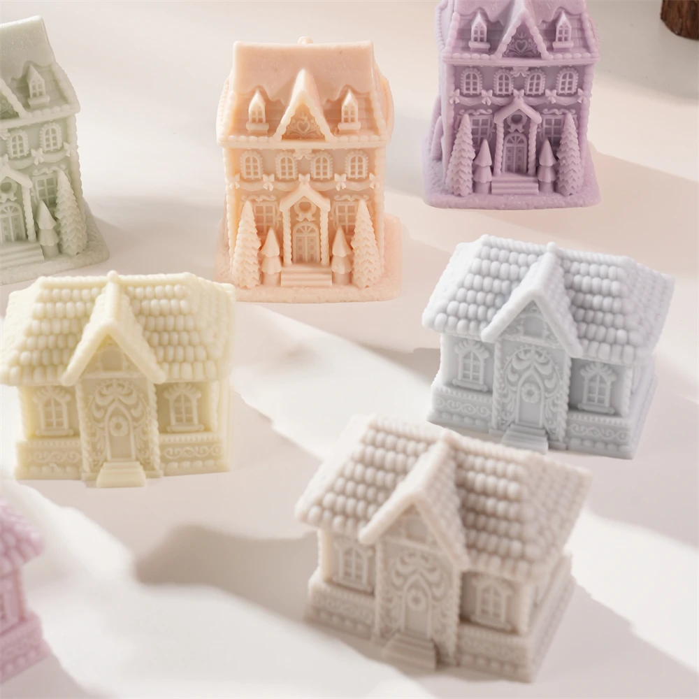 ديكور عيد الميلاد بيت الزنجبيل شمعة قالب من السيليكون الزنجبيل كوخ سيليكون قالب شمع الصويا