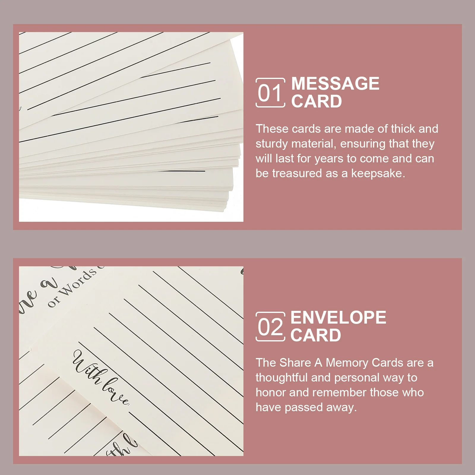 50 hojas de tarjetas de memoria, tarjetas de homenaje personales elegantes, notas espaciales para invitados, suministro de celebración para el jubilación de eventos de vida