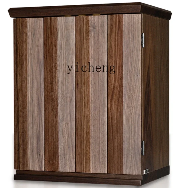

ZZf Black Walnut Solid Wood Wall-Mounted Altar Guanyin Altar God of Wealth Buddha Cabinet Household