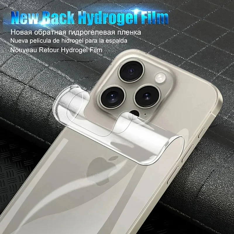 2 in1 Hydrogel Film For iPhone 16 15 14 13 12 11 Pro Max 16 15 Plus Back Tempered Glass 16Pro Lens Protector Phone Accessories