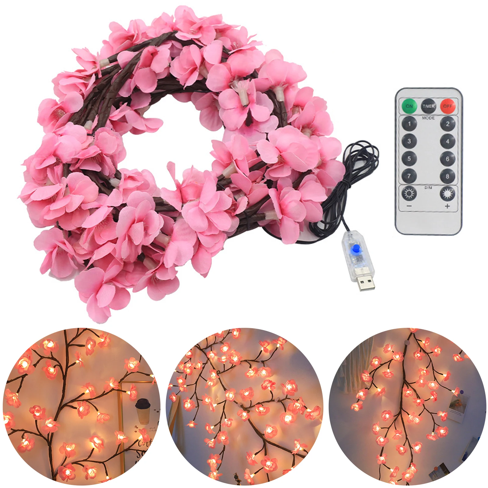 LED Decoration Modeling Lights with RC Cherry Blossom Atmosphere Light Bendable Flower Ambient Lighting for Living Room Bedroom
