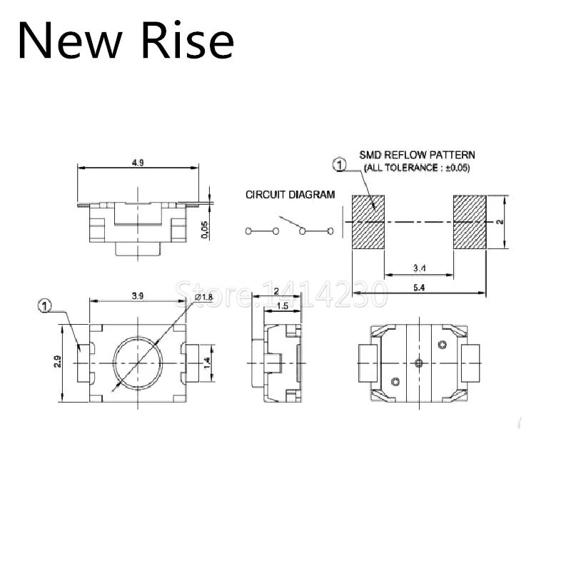 10Pcs 3*4*2MM SMD Tact Switch Turtle 2-Pin Mini Buttons Micro Power Switch 3x4x2MM 2H Push Button Switches