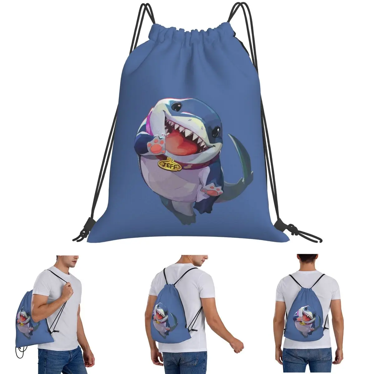 Jeff The Land Shark Backpacks Fashion Drawstring Bags Shoes Bag Book Bags for Travel Students