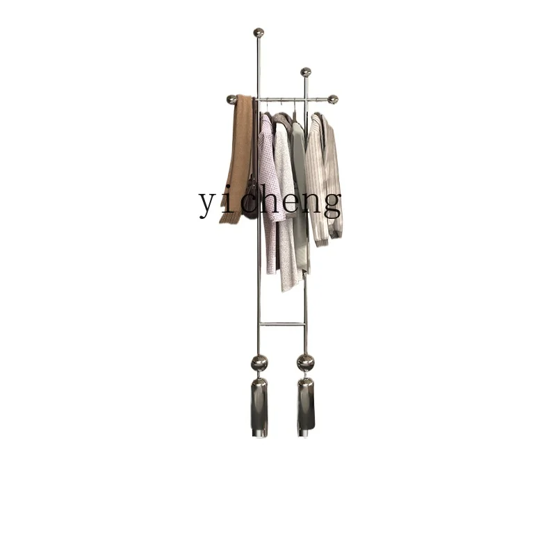 

Tqh Minimalist Light Luxury High-Grade Entrance Entrance Indoor Coat Rack Bedroom Floor Home Stainless Steel Hanger