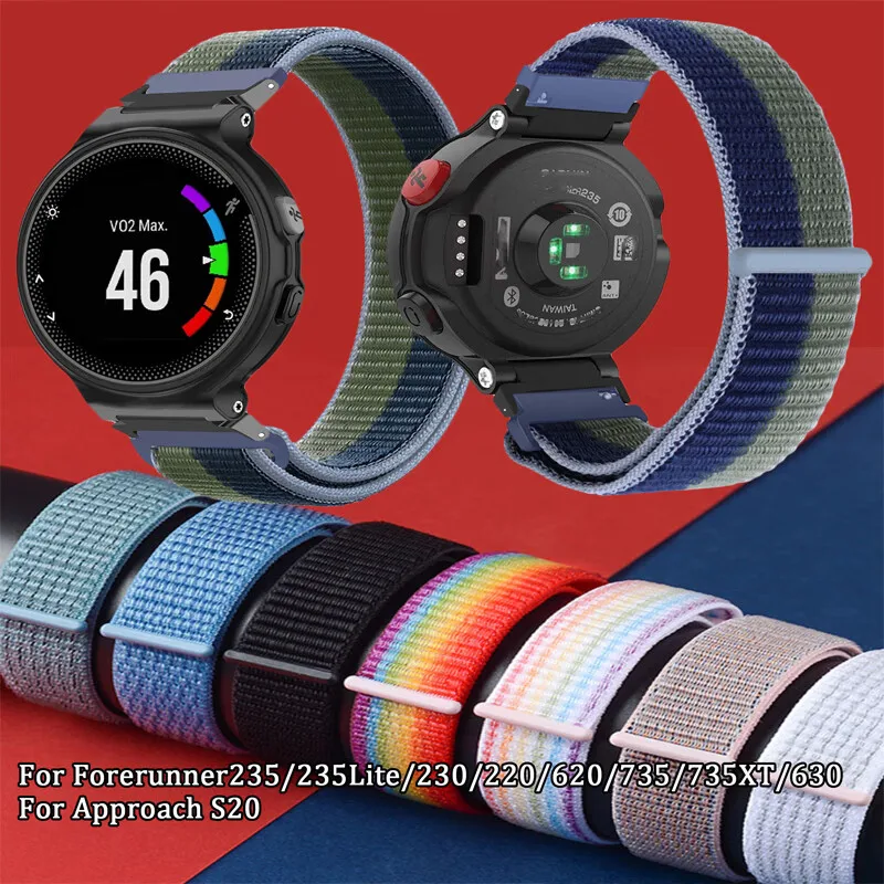 Nylon Strap for Garmin Forerunner 235 Lite  735XT 230 220 630 620 Watch Band for Approach S20 S6 Sports Wriststrap Bracelet