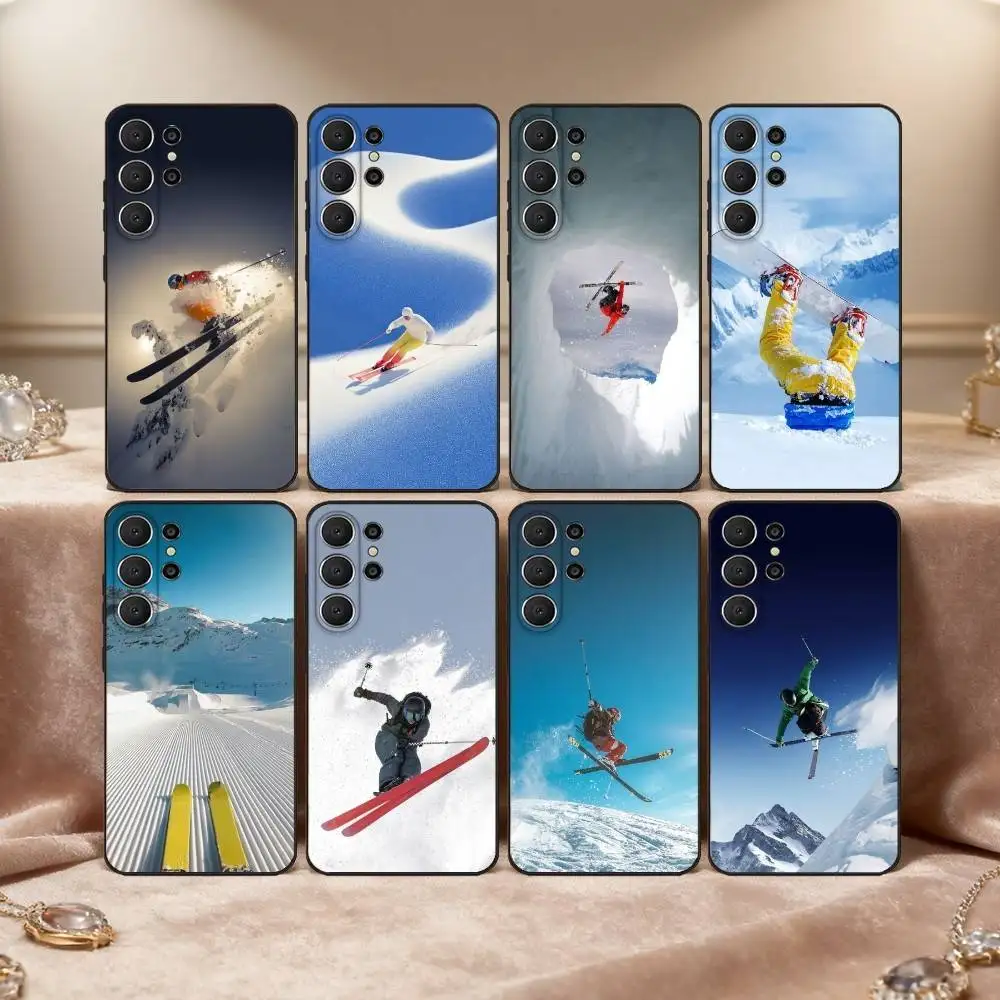 

Cool S-Skiing Phone Case For Samsung S26,S25,24,23,22,30,21,10,9,Ultra,Plus,Lite,FE Soft Black Case