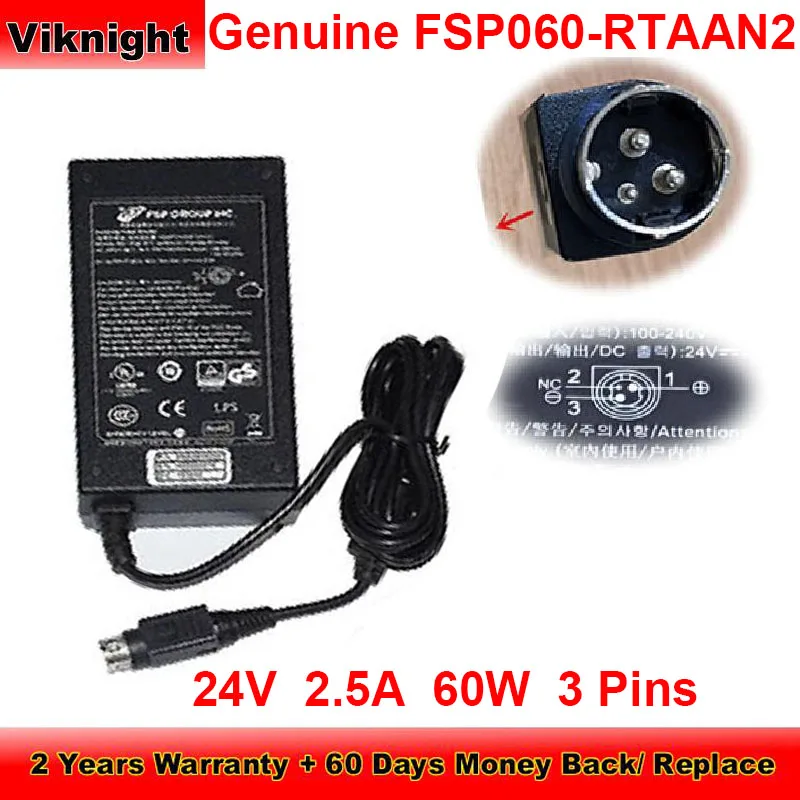 Genuine 24V 2.5A AC Adapter 60W Charger for FSP FSP060-RTAAN2 FSP060-RAA Round With 3 Pins Printer Power Supply