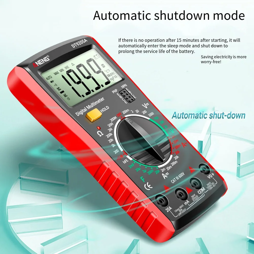 DT9205A Digital True RMS Professional Multimeter AC/DC Current Tester HFE Ohm Capacitor Voltage Meter Electrical Instruments