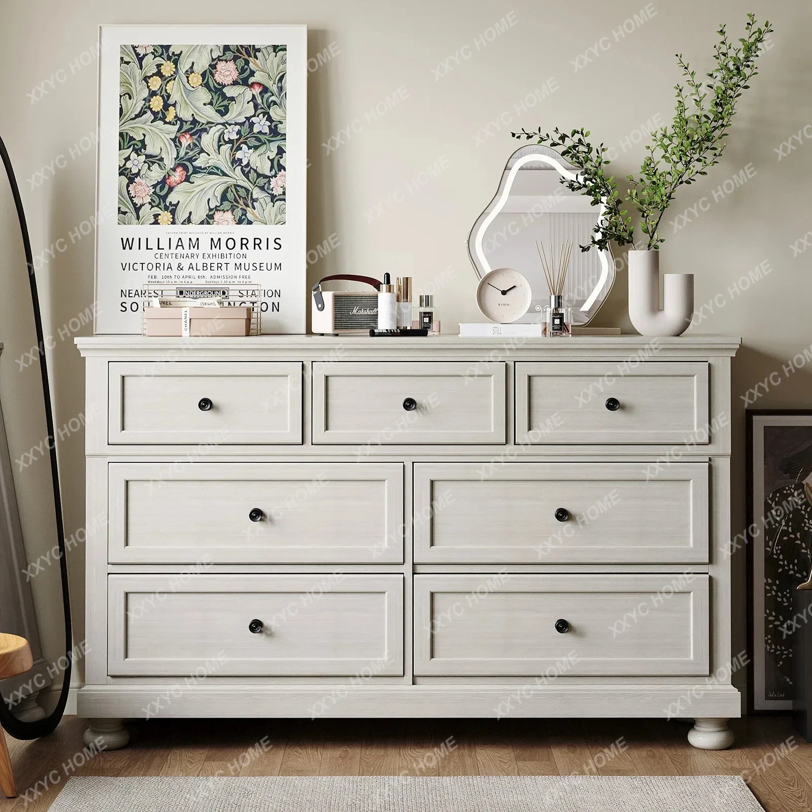 retro solid wood white old locker bedroom bedside cabinet  fashion high sense