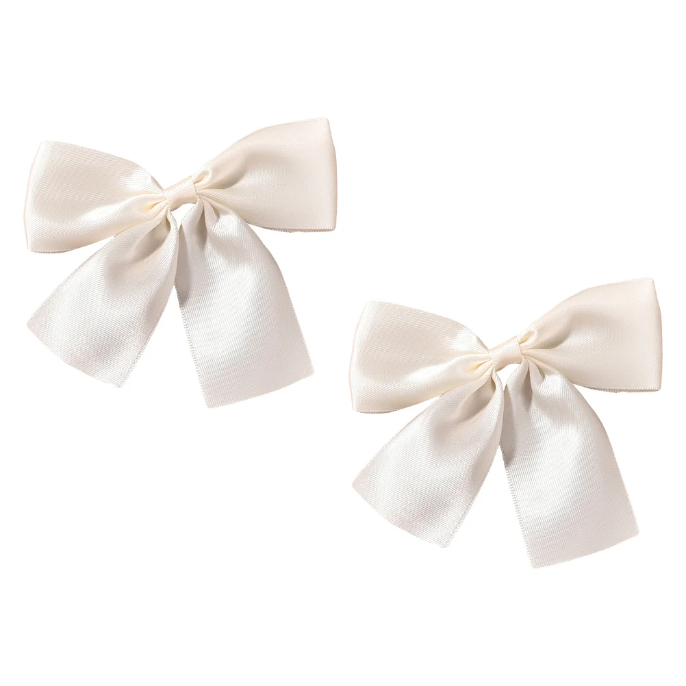 

2 Pcs Headgear Bow Tie Bride Wedding Women's Tiara Hair Pin Holder Satin Headbands for 6x5cm Fabric Back