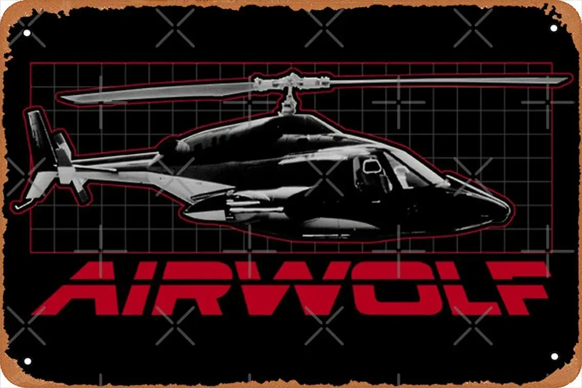 Airwolf Poster Metal Tin Sign  Vintage Retro Man Cave Wall Decor.