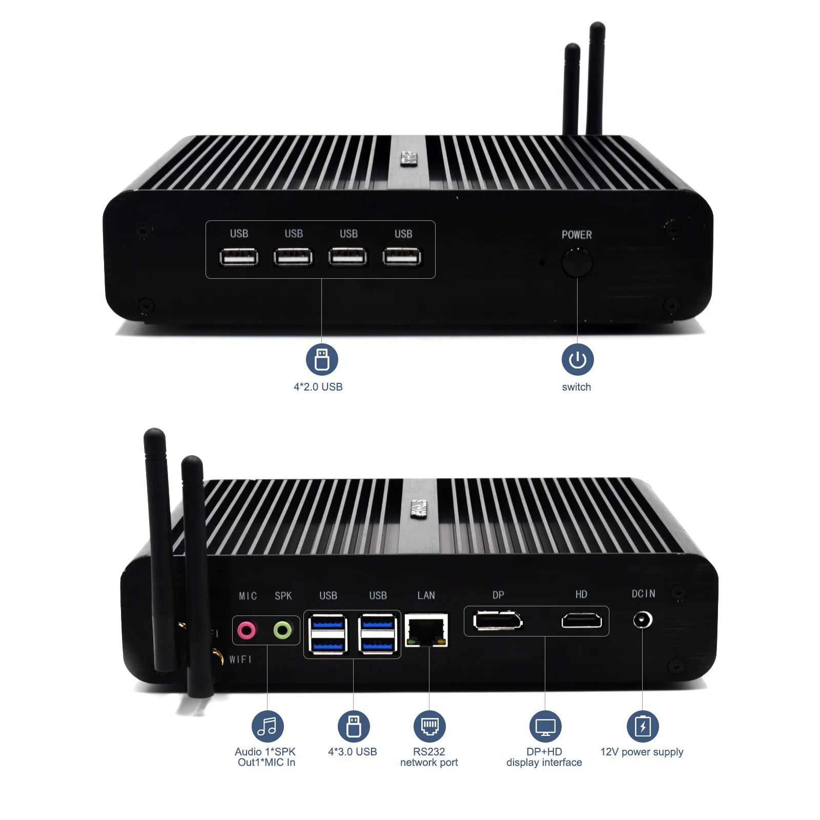 HYSTOU-Mini PC Intel Core de 8. ª generación, 2 x DDR4, 8G, 16G, PCIE3.0, HD-MI de ordenador, DP, 4K, 60Hz, 8 x USB, banda Dual, wi-fi 2,4 + 5G, BT4.0, escritorio