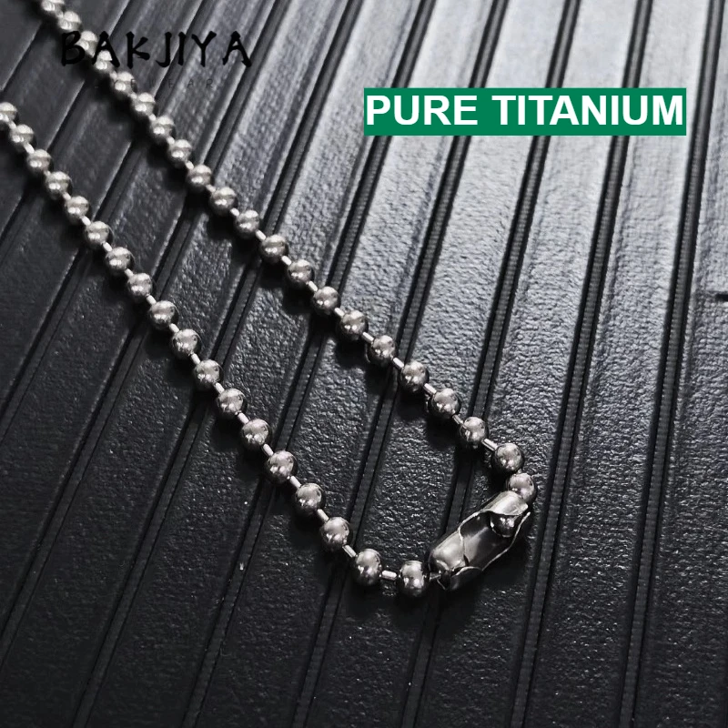 

Lightweight Pure Titanium Necklace 2.0mm/2.4mm Fine Round Bead Chain, Men Women Anti Allergic Necklace, Can with Pendant use