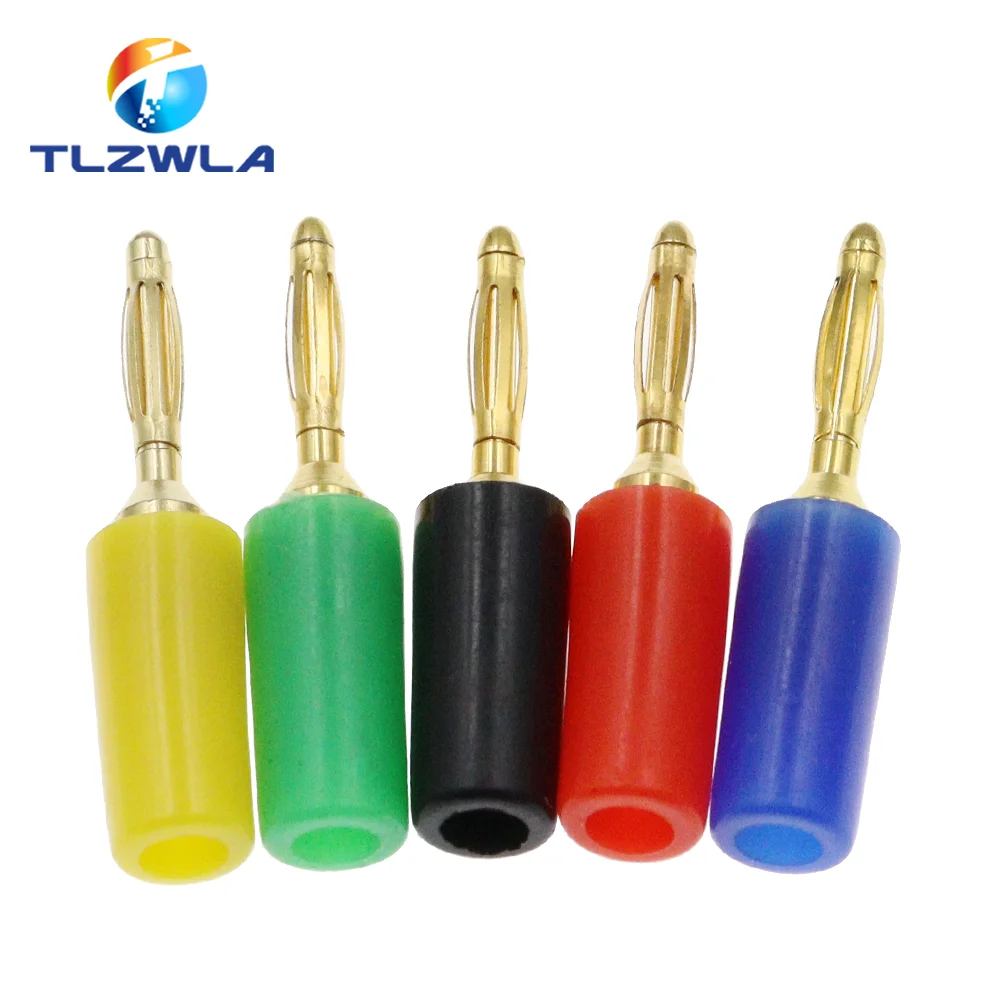 5PCS 2MM Audio Banana Plug Mini Speaker Pure Copper Gold Plated Plug Connector Welded Assembly Experimental Test Cord Head