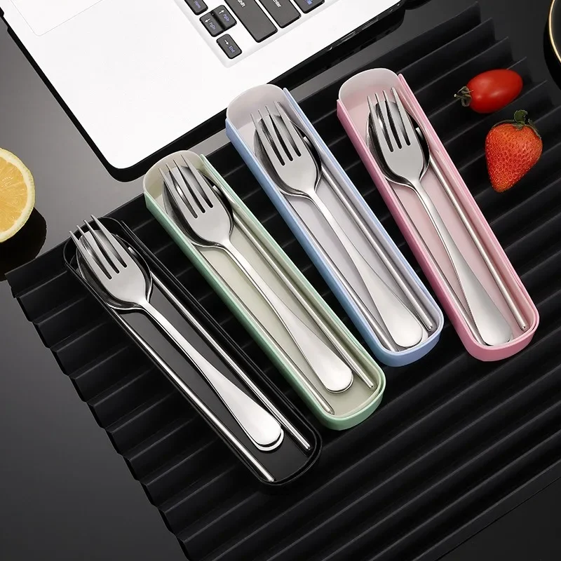 Travel Utensils with Case,Stainless Steel Camping Utensils,Reusable Portable Silverware Cutlery Spoon Fork Set for Lunch Box