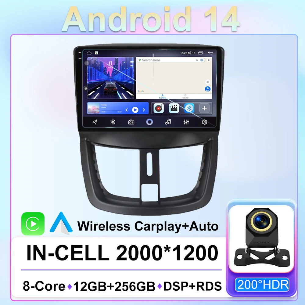 

Android 14 Car Radio For Peugeot 207 207CC 2006 - 2015 GPS Navigation Touch Screen Stereo Head Unit Auto Multimedia Dash Cam DVD