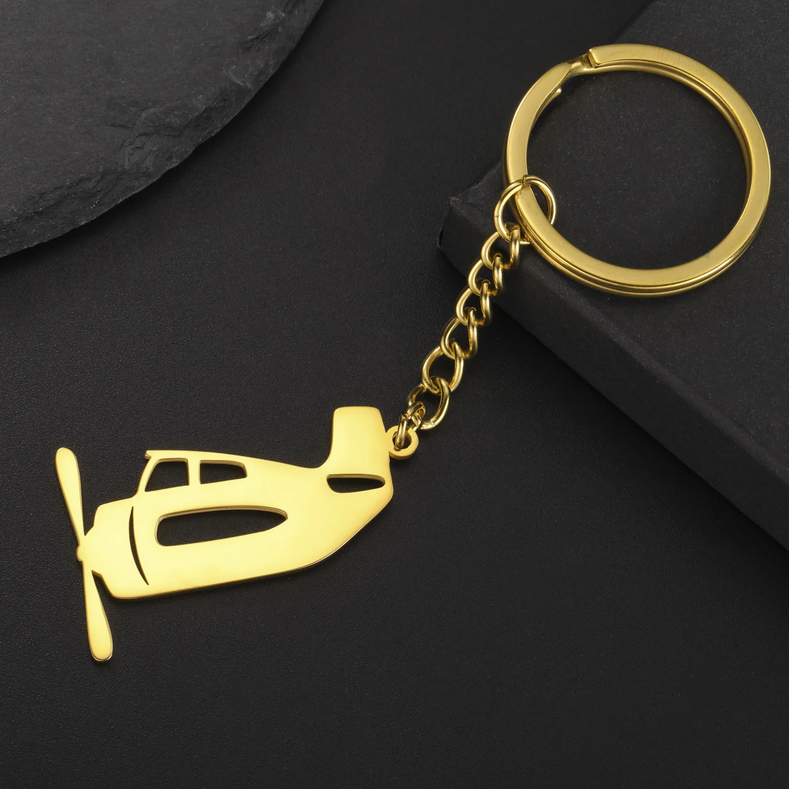 Fishhook Airplane Helicopter Plane Keychain Pilot Gift For Women Men Boy Kid Child Stainless Steel Key Chain Ring Jewelry