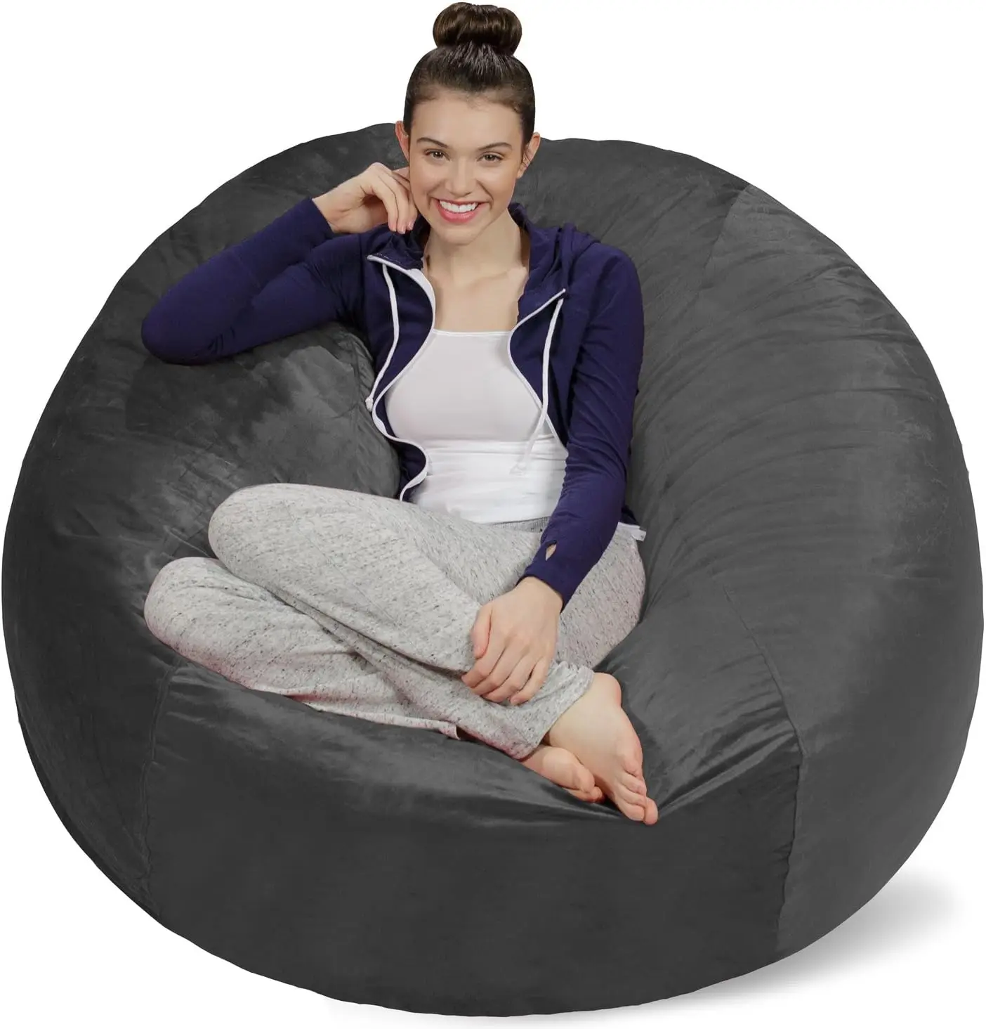 

Ultra Soft Memory Foam Bean Bag Chair with Microsuede Cover, 5 Feet Charcoal for Dorm Room and Home