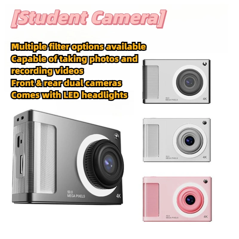 

50MP 4K HD Digital Camera with 2.4 Inch Display Screen Student Entry-Level CCD Camera Autofocus Selfie Photography Digital Cam