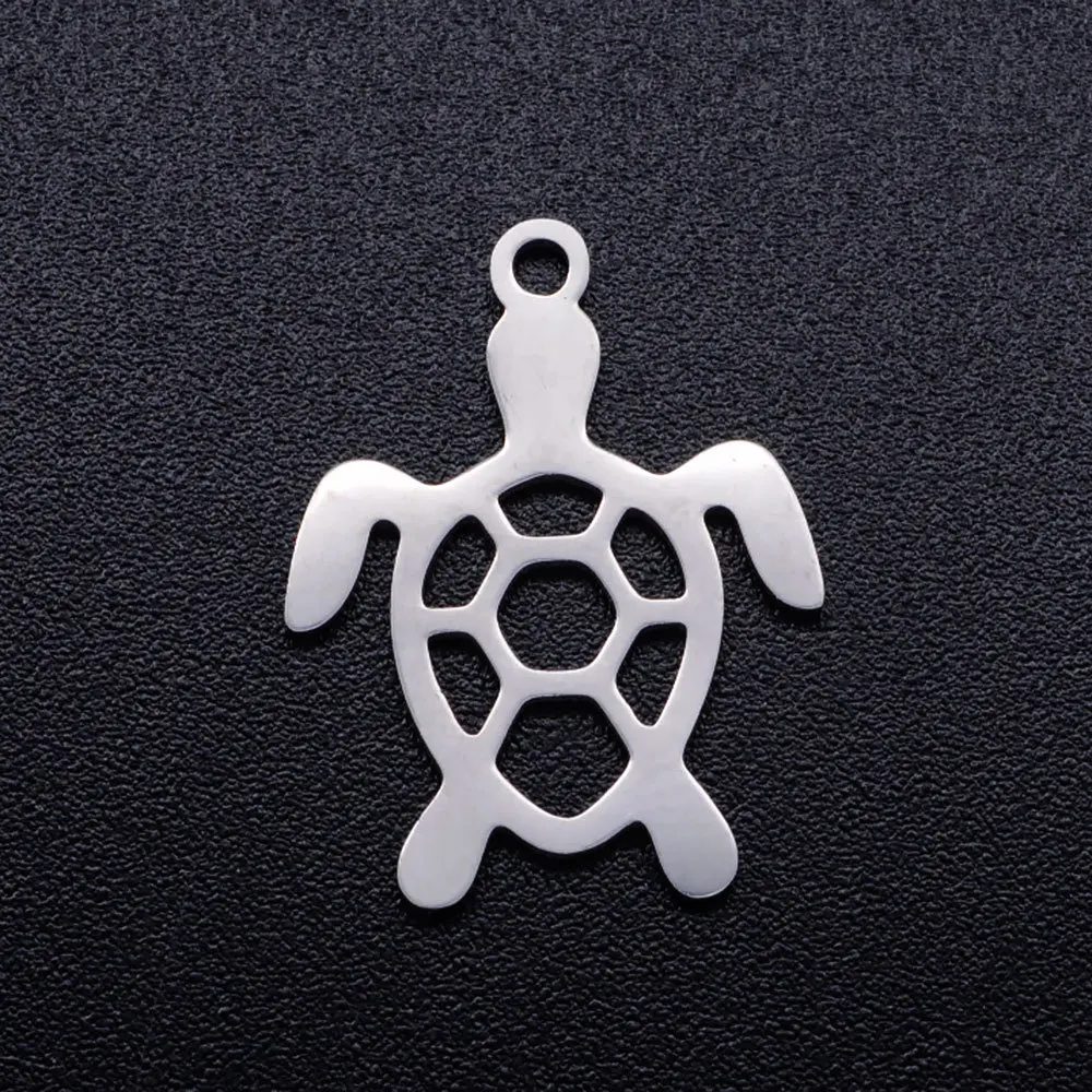 10 Stück hohle Meeresschildkröten-Anhänger aus Edelstahl für die DIY-Schmuckherstellung, böhmische Themen-Charms
