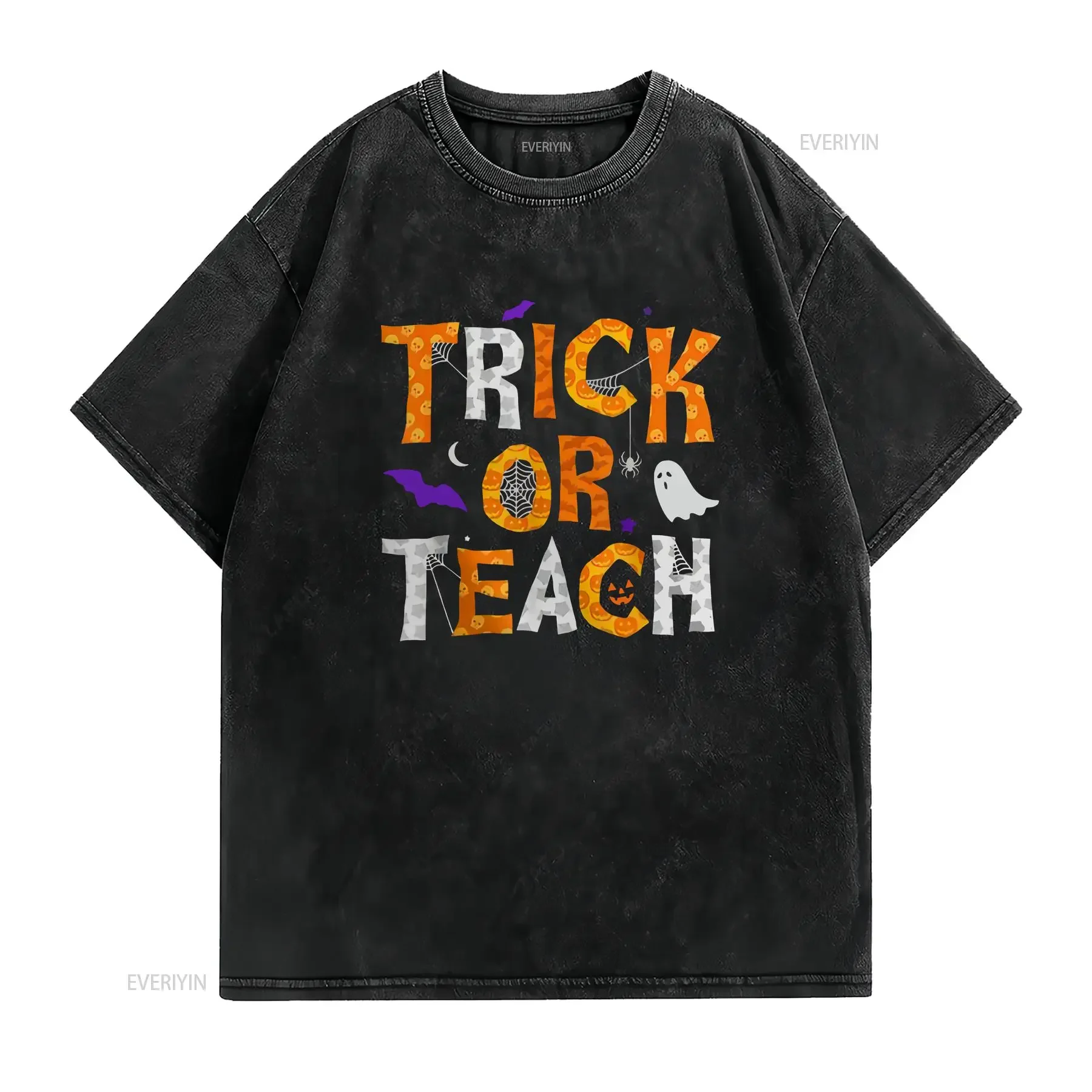 Trick Or Teach Teacher Halloween T shirt vintage Washed homme Casual Slightly Versatile Comfortable Stylish Stretched