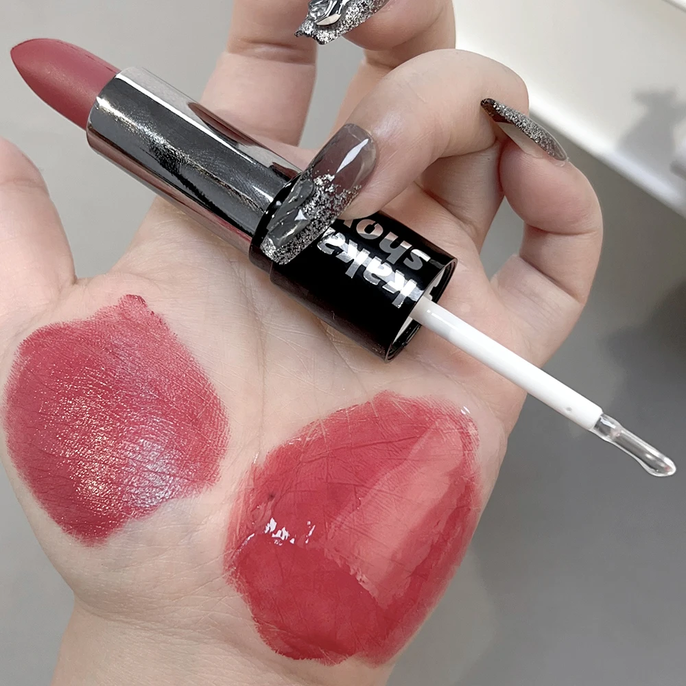 Dubbelzijdig Licht Nude Rode Lipgloss Heldere Spiegel Vloeibare Lippenstift Matte Fluwelen Sexy Rode Tint Langdurige Lippen Koreaanse Make-Up