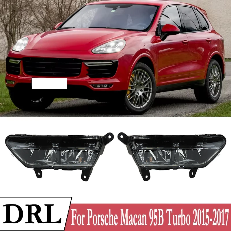 

Для Porsche Cayenne Macan 95B 958 Turbo 2015 2016 2017, передний бампер, противотуманные фары DRL, дневные ходовые огни, противотуманные фары 95B941700C