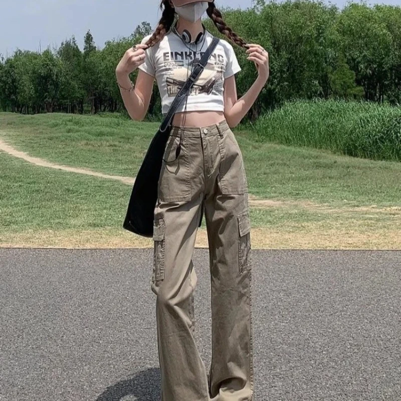 

Woman Jeans Summer Straight Leg Denim Pants for Women South Korea Gyaru Korean Fashion Trend 2025 2000s Y2k Original Trousers