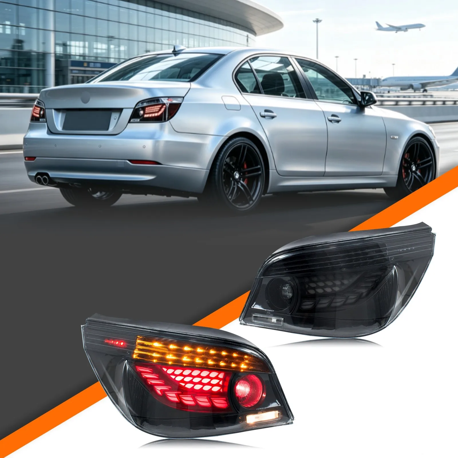 LED GTS Tail Lights for BMW 5-Series M5 E60 2003-2010 Sequential Turn Signal Dynamic Animation Rear Lamps Assembly