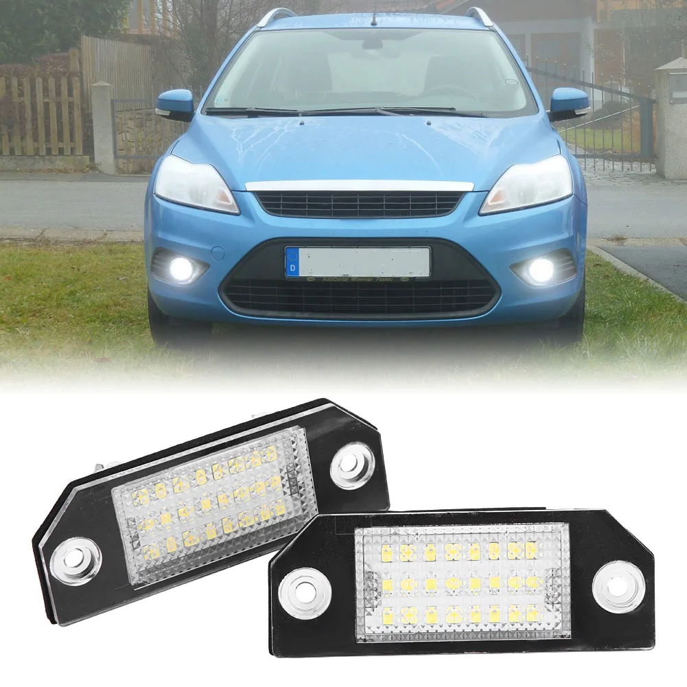 2Pcs/Set For Ford LED Number Plate Light Ford Focus MK2 Ford Focus C-MAX LED License Plate Lamp Error Free 6000k White