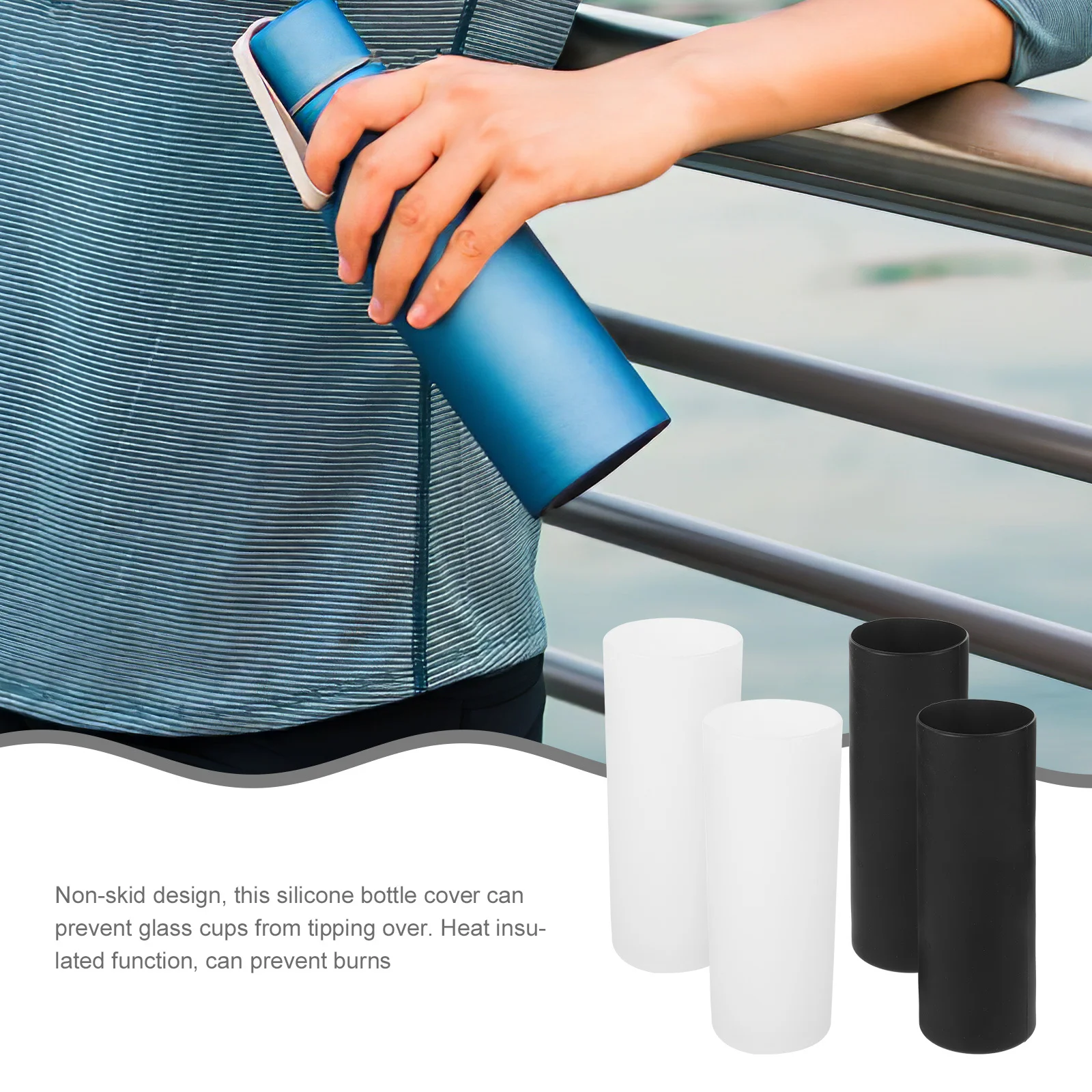 

4pcs Silicone Cup Sleeve Anti-Scald Insulated Bottle Cover Reusable Non-Slip For Water Coffee Tea Glass Tumbler Outdoor Kitchen