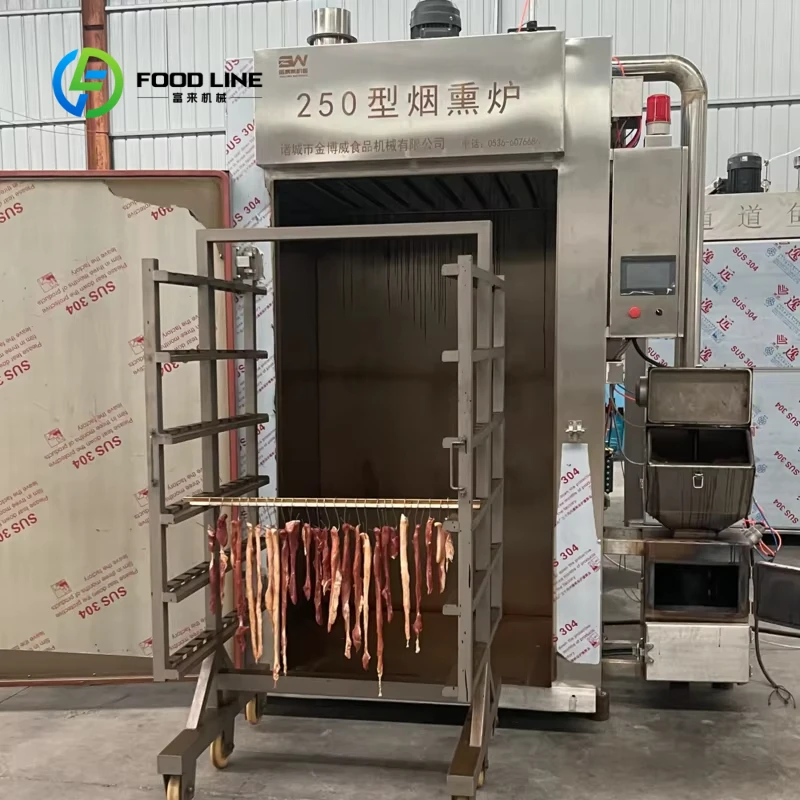 Customized Automatic Charcoal Fish & Sausage Meat Smoker Oven with Engine and Motor 304 Stainless Steel Food Smoking Furnace