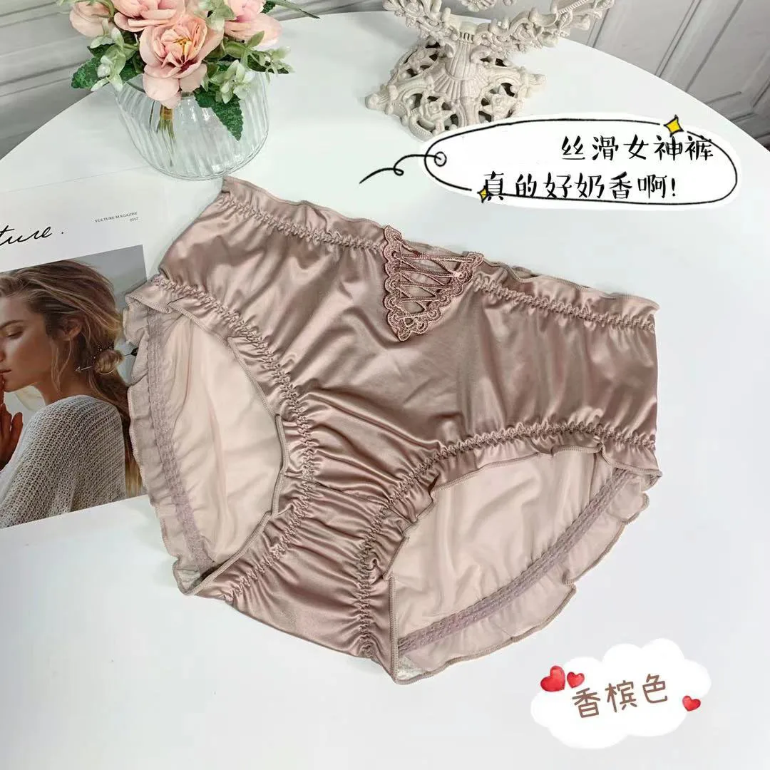 Plus Size 6XL 140kg Ice Silk Women\'s Panties Sexy Underwear Floral Crochet Lace Panties Breathable Ladies Cotton Crotch