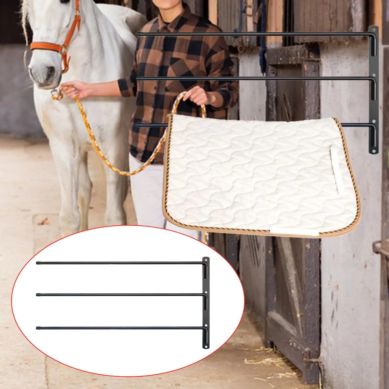 

Horse Saddle Rack Towel Rack Organizer Bathroom Towel Holder Wall Mount Display Holder for Home Tack Room Garage Outdoor Kitchen