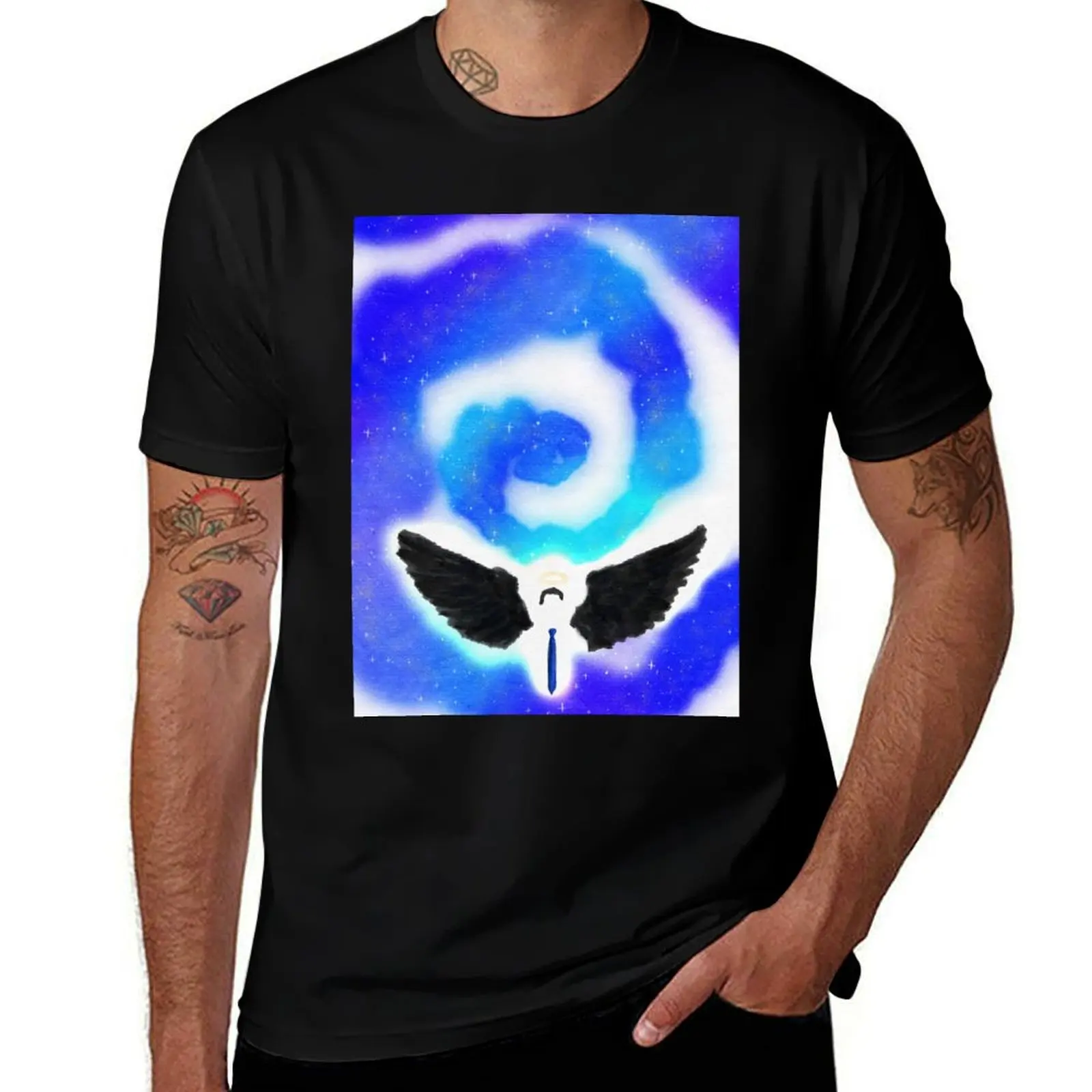 

Качественная хлопковая упаковка, 100% хлопок, рубашка, мужская футболка с надписью Sky t High, хлопковая футболка, футболка с рубашкой Кастиэль