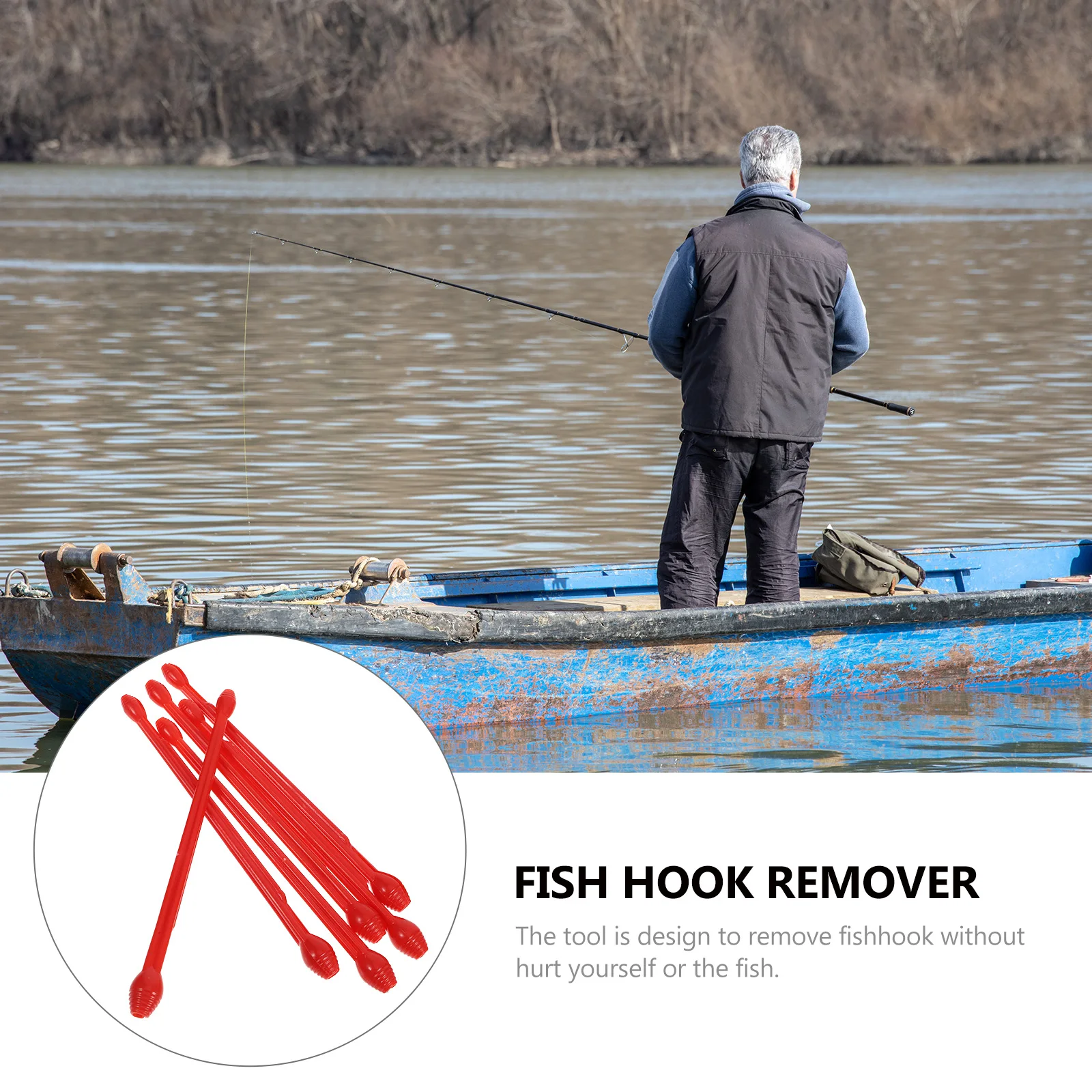 

6pcs Fish Hook Remover Durable Red Fishing Accessories Saltwater Freshwater Quick Removal Tool Dehooker Shark Detacher