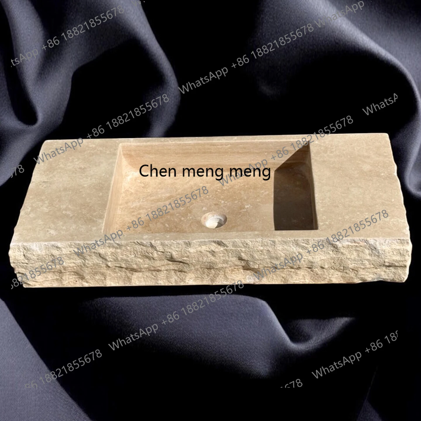 

Wabi Sansan natural travertine wash basin light luxury broken bathroom washstand rectangular outdoor courtyard