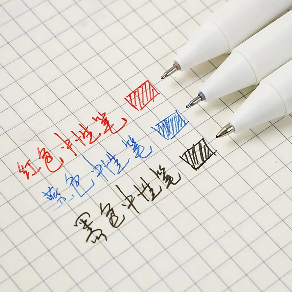 6pcs/box Pressed Ballpoint Pen Quick Drying Fine Point Gel Pen Writing Tool Black Ink Pen for Student Writing Stationery Supply