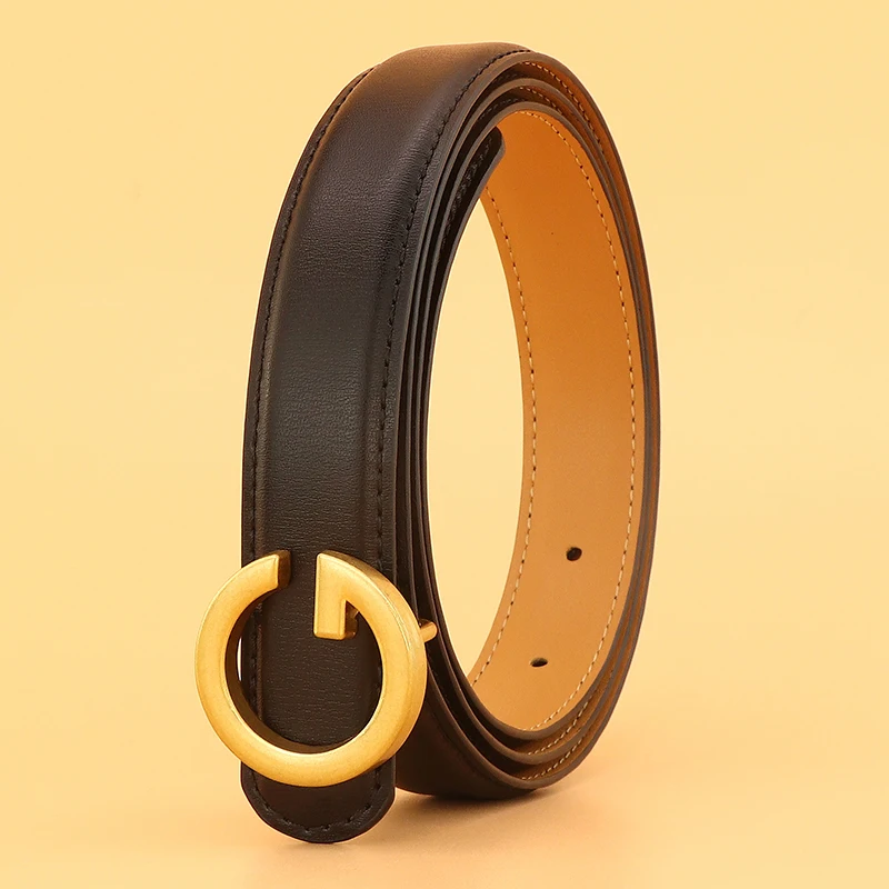 Ikat Pinggang Wanita Kulit Asli Warna Putih Hitam Lebar 2.4cm Tali Pinggang Kulit Sapi Fashion