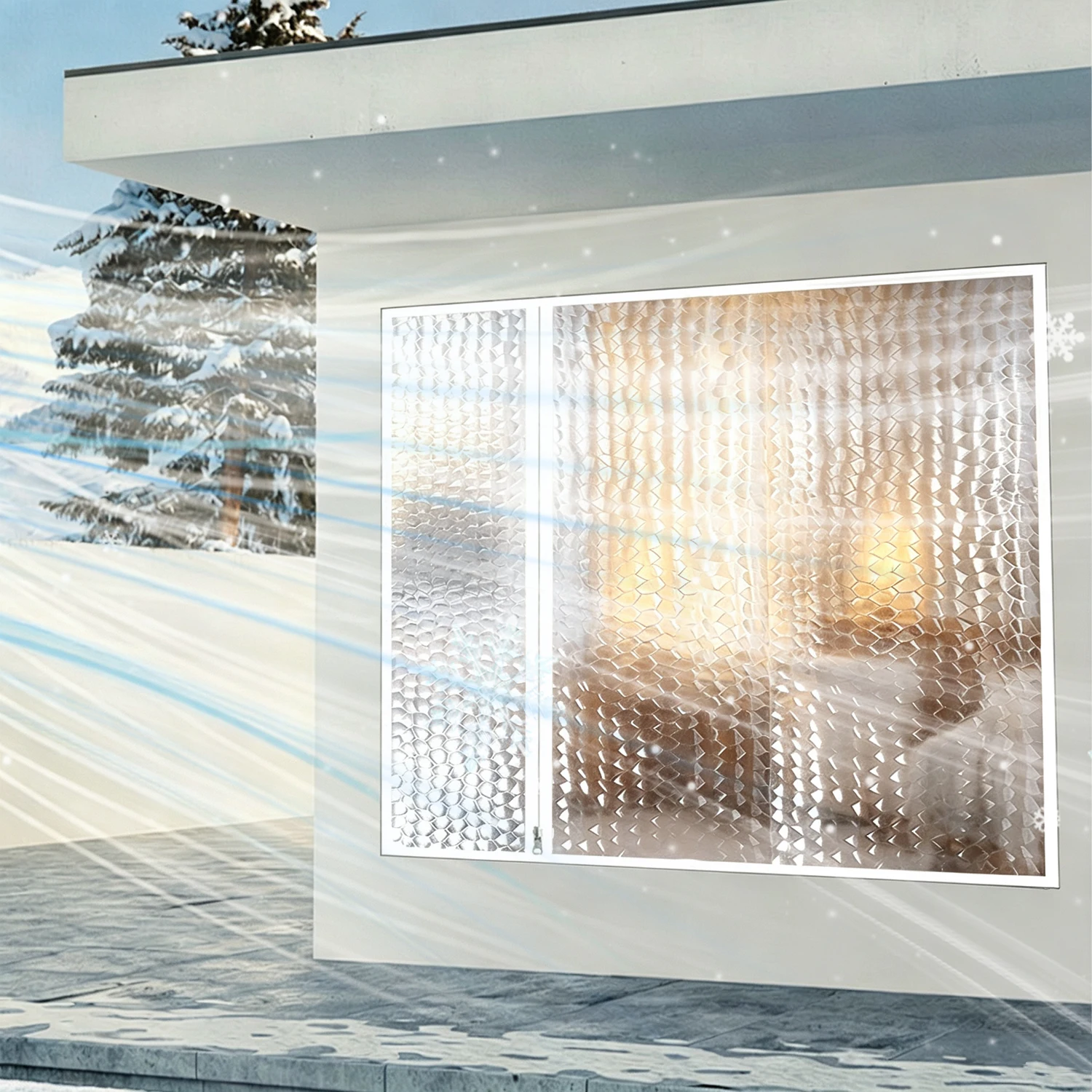 White winter warm curtains, diamond free self-adhesive insulation curtains, windproof and cold proof sealed windows