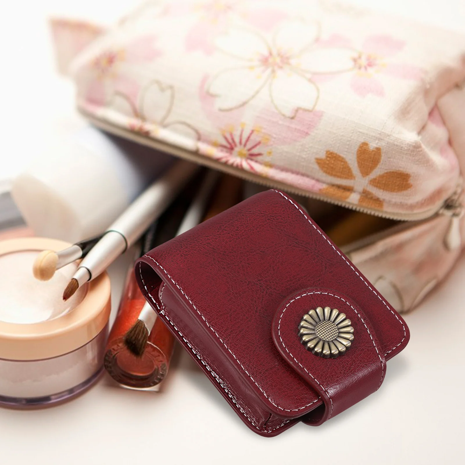قطعة واحدة من حقيبة أحمر الشفاه الصغيرة مع مرآة تحمل 3 أحمر شفاه منظم مكياج محمول للسفر الممتاز #5