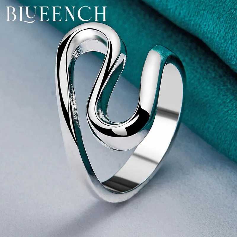 Blueench 925 prata esterlina geométrica irregular anel para festa de casamento feminino simples moda glamour jóias