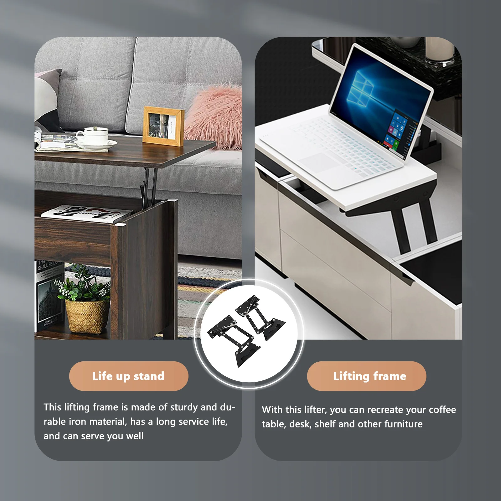 

1 Pair Coffee Table Lifting Frame Foldable Support Stand Space-Saving Furniture Bracket For Sofa Desk Shelf Easy Install