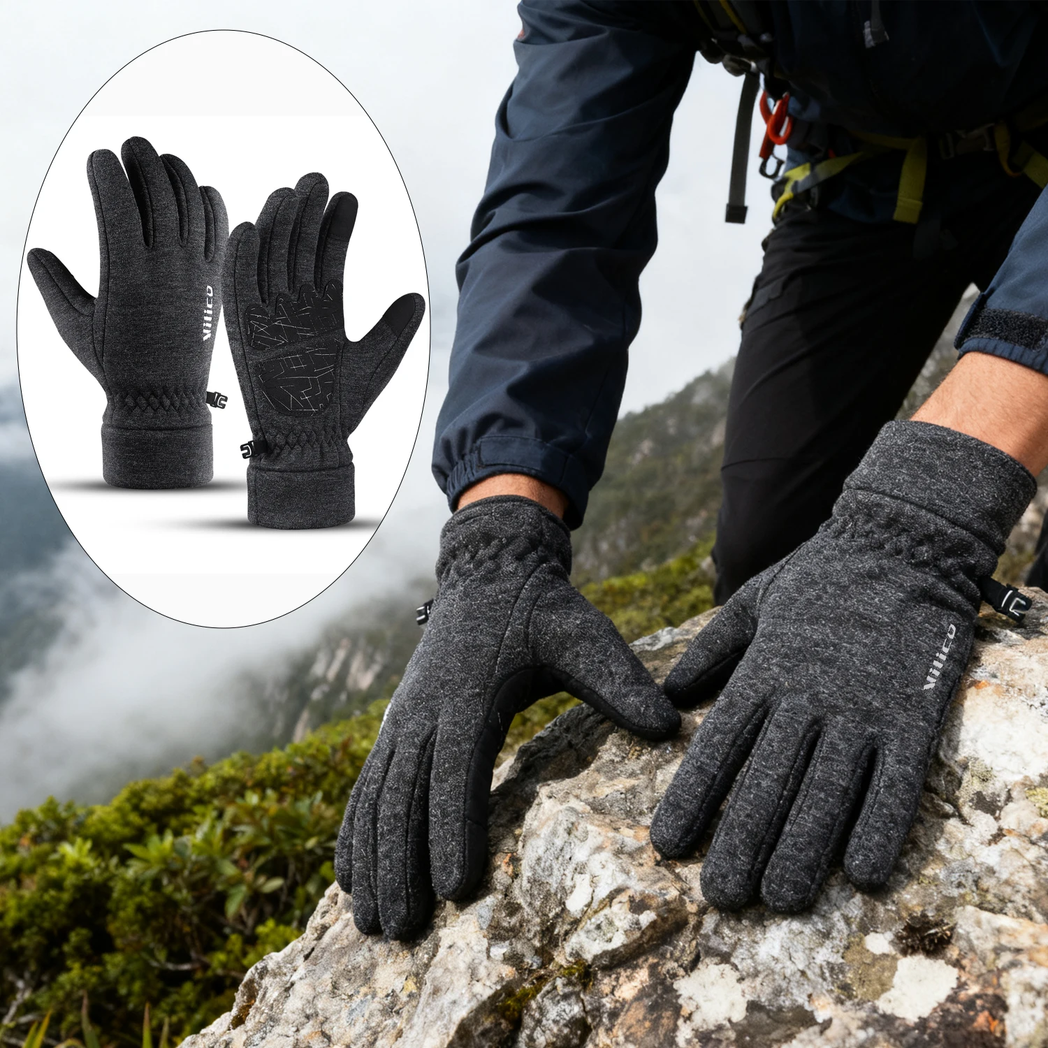 Fahrradhandschuhe, warm, rutschfest, Touchscreen, Klettern und Laufen, Sporthandschuhe mit Fleece, Herren- und Damen-Motorrad-Reithandschuhe