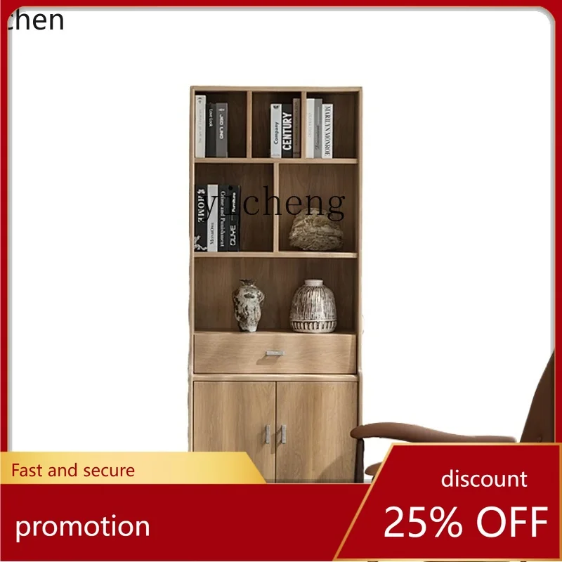 PYH Nordic Expression Bookcase Smoked White Oak Bookshelf Side Cabinet Quiet Wind Furniture