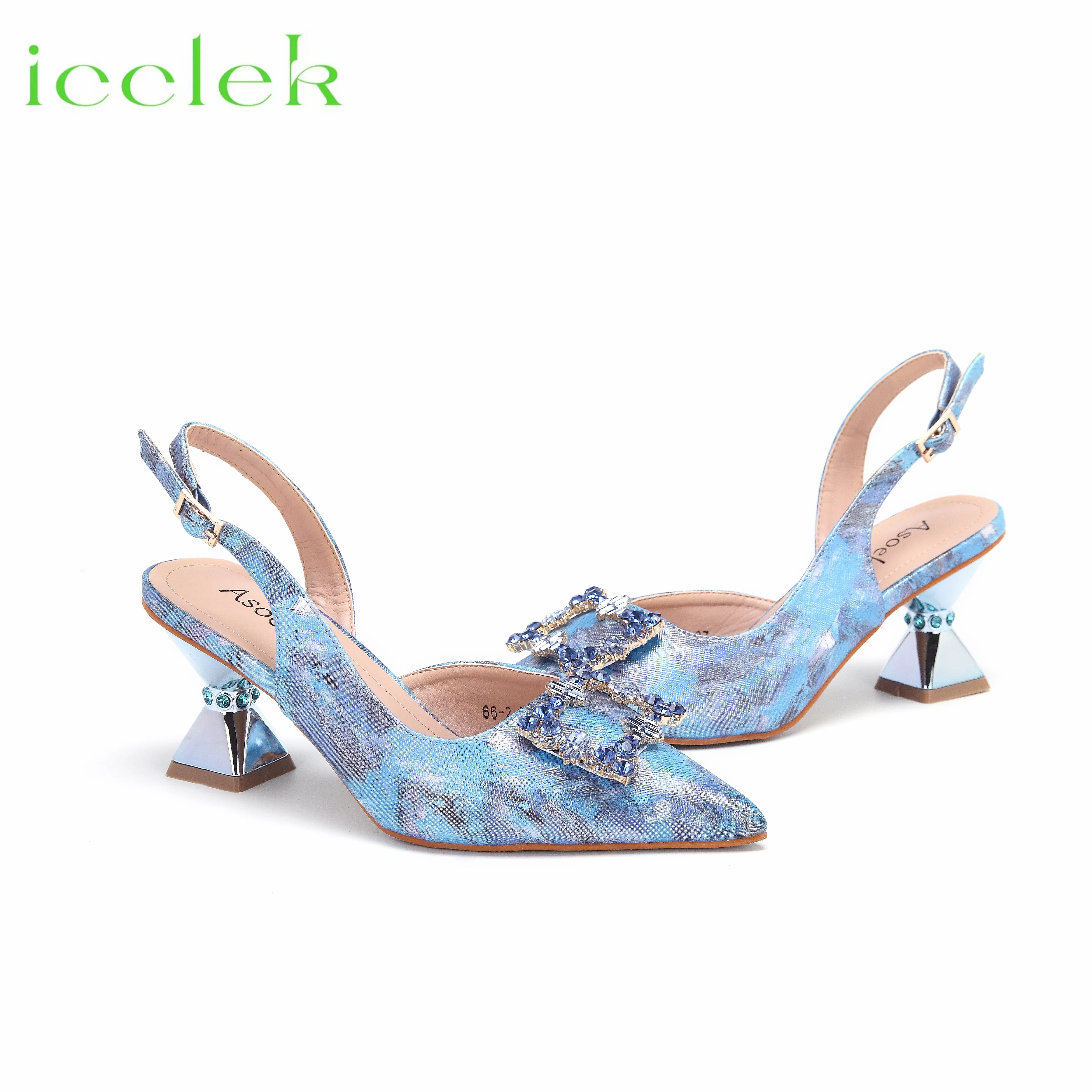 2024 Sky Blue Color Pointed Toe Mixed Color Painting Design Ladies Shoes Matching Bag Set For Women Party Pump